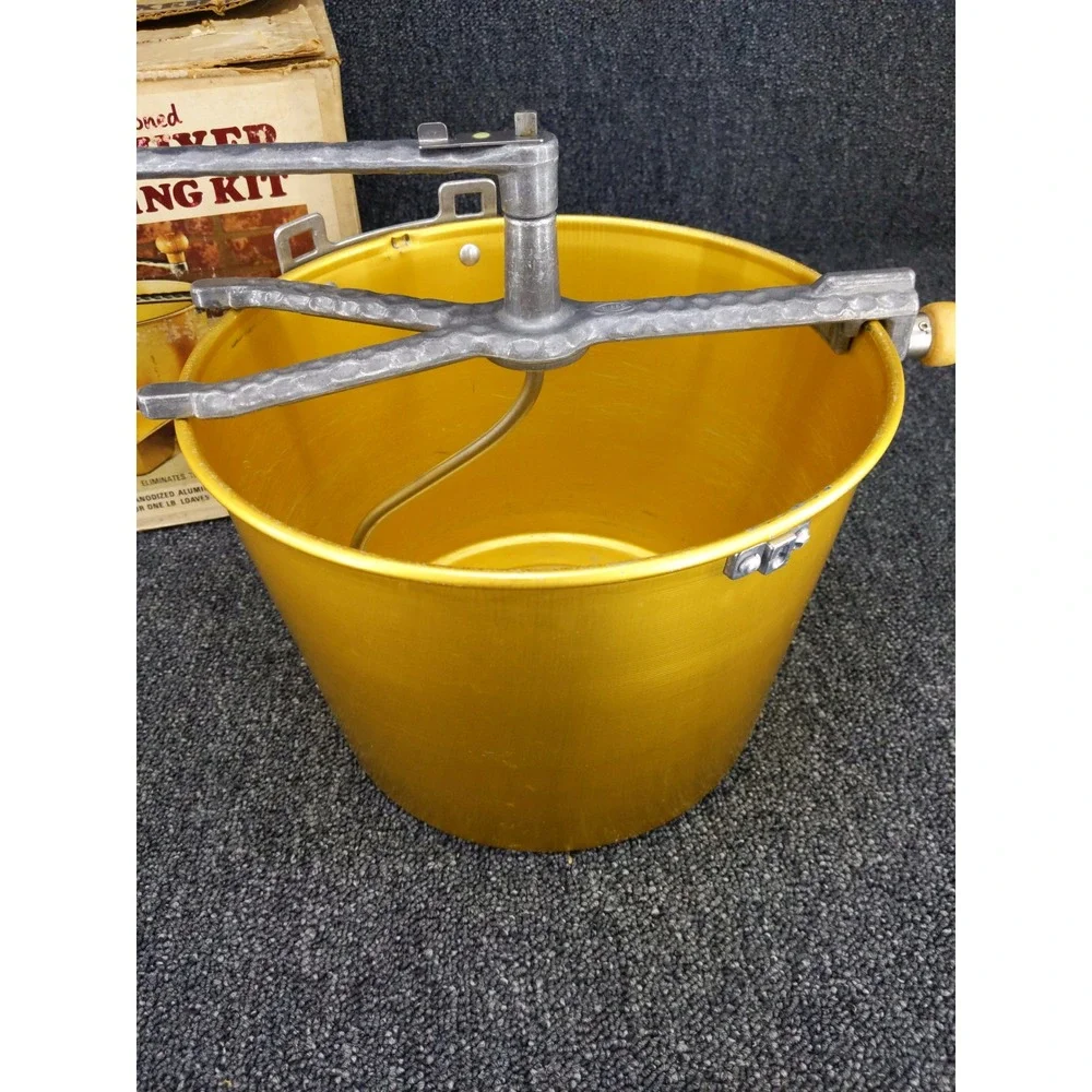 Mirro Vintage Dough Mixer Bread Baking Kit Gold Aluminum Hand Crank Set